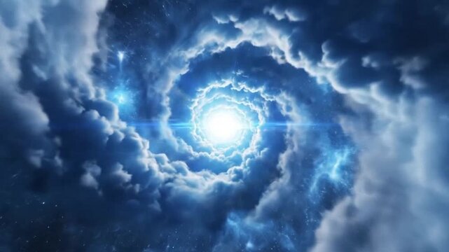 Spiral cloud formation with bright center perfect for UI/UX design and motion graphics