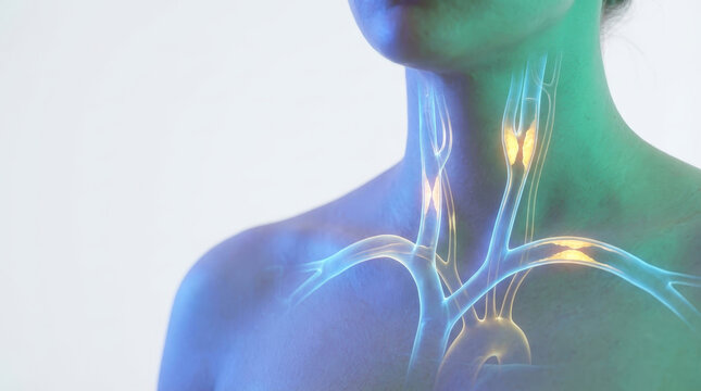 Cholesterol risk artery vein human neck health medical anatomy cardiovascular system glowing illustration concept