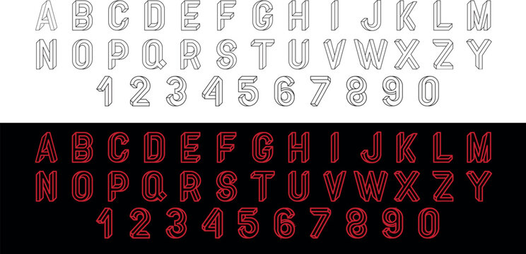 Impossible Shapes Font Paradox Geometry Alphabet and Numbers Optical Illusion Typography Vector Set