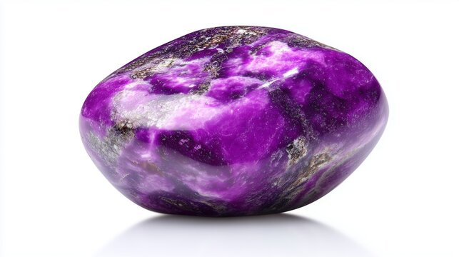 Sugilite stone, intense purple color, opaque, macro isolated