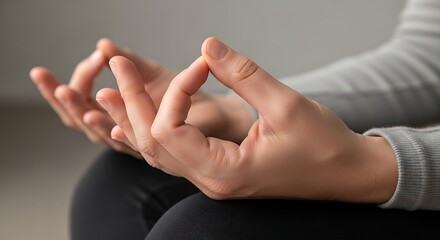 Naklejka premium Calm Hands Resting in Mudra Pose Peaceful Gesture