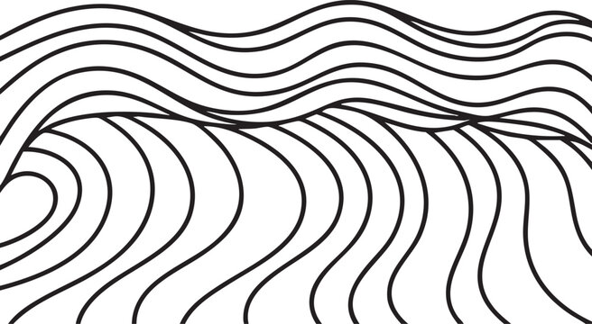 Black and white wave pattern with flowing parallel lines