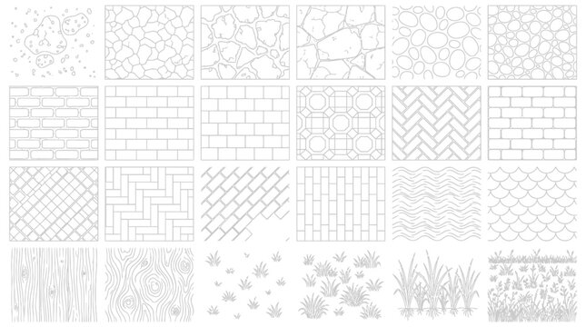 Landscape Architecture CAD Hatch Pattern Set Grass Water Stone Wall Texture Elements Collection
