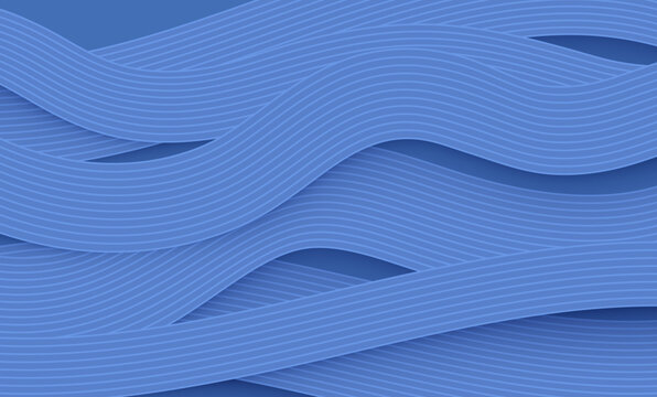 Abstract blue wave background features flowing vector lines creative design