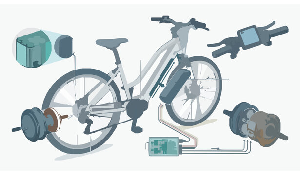 Electric bicycle drive system vector &ndash; motor hub and control interface assembly