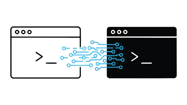 Data migration and command line interface transfer concept vector icon