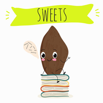 Funny Characters mostaccino, Ossa di morto, le ossa dei morti, italy dessert, hand drawn vector illustration.