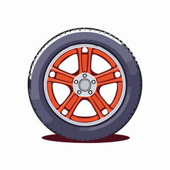 Obraz premium Car Wheel with Orange Rim
