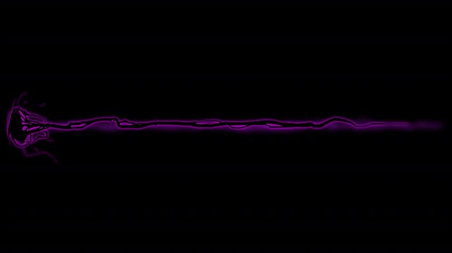Purple cartoon magic energy ray. Vibrant 2D VFX power beam