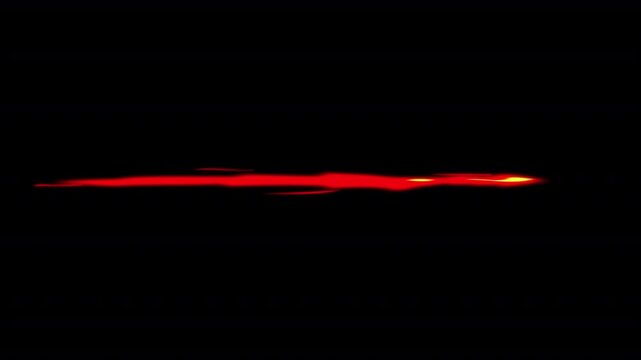 Red cartoon energy slash ray. Fast 2D stylized power beam animation