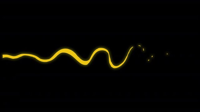 Yellow cartoon wavy energy ray. 2D vfx stylized power beam animation