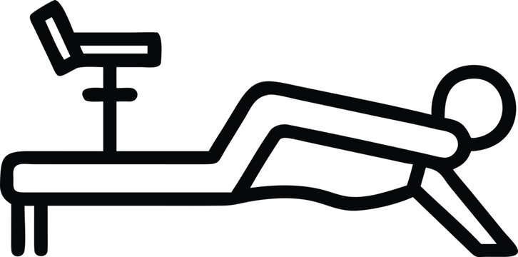 Black outline icon of a person on a rowing machine on a white background Keywords: rowing