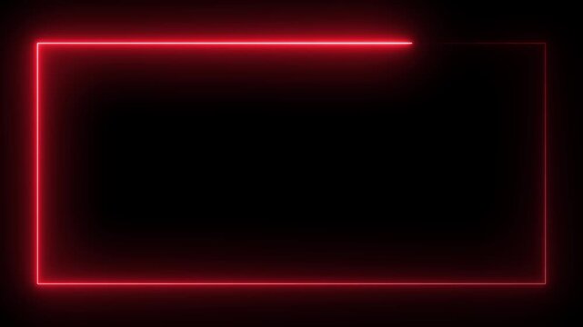 Vibrant red glowing neon rectangular frame on a stark black background, Glowing blue neon rectangular frame border,
Seamless loop animation rectangle frame 4K video motion graphic. 
