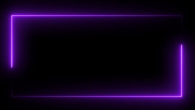 Vibrant red glowing neon rectangular frame on a stark black background, Glowing blue neon rectangular frame border,
Seamless loop animation rectangle frame 4K video motion graphic. 