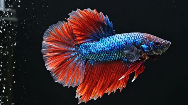 Colorful betta fish in water highlighting geometric patterns and contemporary art