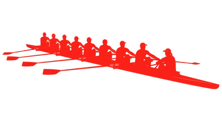 Team Rowing Silhouette - Synchronized Athletes in a Boat © Duren