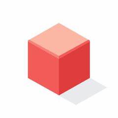 Fototapeta premium Isometric Red Cube with Shadow