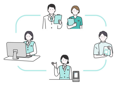 医療機関が情報を連携・共有する業務フローのイラスト