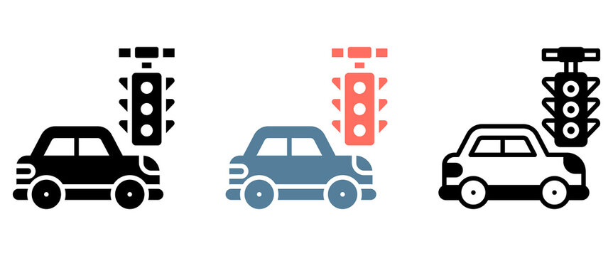 Traffic Icon Collection Set  Glyph & Mixed Style  