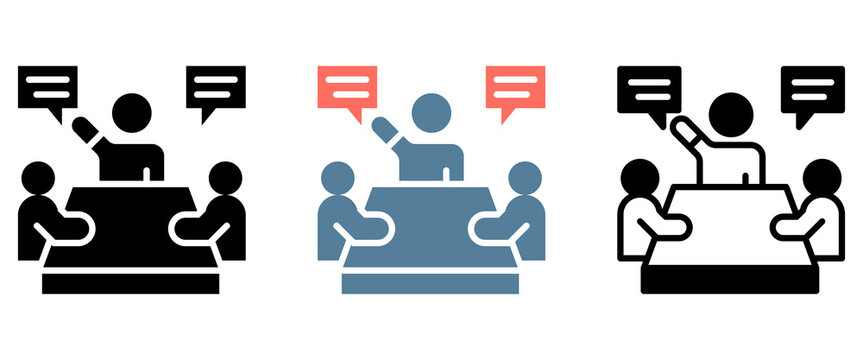 Conference Icon Collection Set  Glyph & Mixed Style  