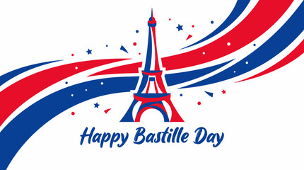 Festive Bastille Day Theme Featuring the Eiffel Tower, Tricolor Flag and Confetti in a Parisian Celebration. © Kyle