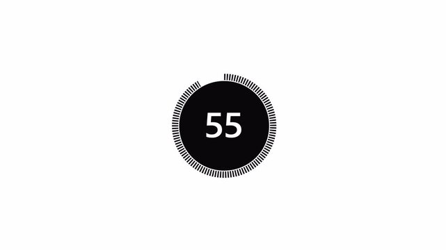 1 minute countdown on transparent background. One minute countdown timer  animation from 60 seconds to 0 second, minimal 60 seconds Countdown Animation  in 4K with alpha channel
