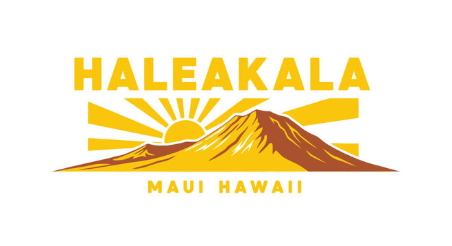 Haleakala Maui Hawaii Sunrise Mountain Landscape Graphic Design