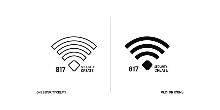 Modern wifi security icon with shield lock symbol and number 817