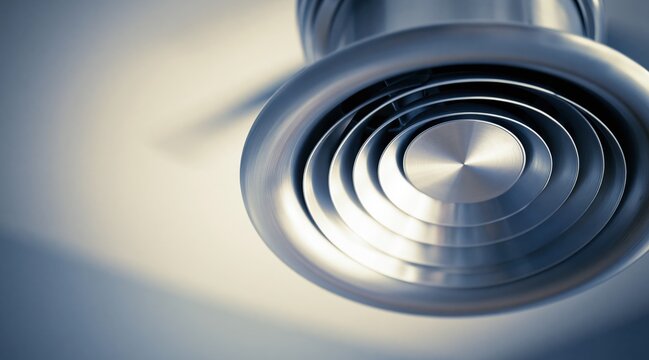 Round metal air diffuser on ceiling for HVAC system