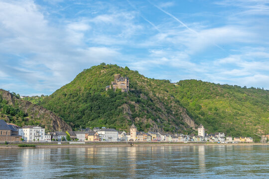 view to village of Skt. Goar in Germany at river Main