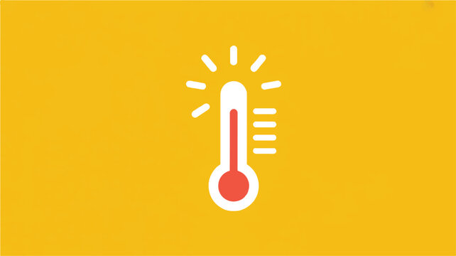 Flat design of thermometer with heat waves on orange background