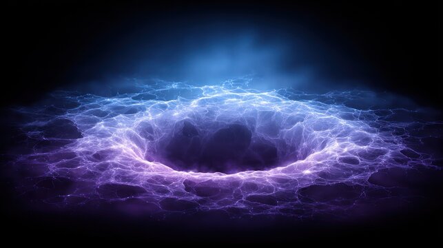 Illuminated swirling energy forms a vortex structure against a dark background
