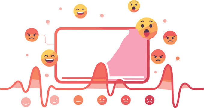 Customer emotion monitoring vector illustration featuring social media sentiment analysis, emoji reactions, and digital feedback tracking technology concept