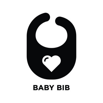 baby bib with heart design black and white flat icon high quality professional detailed modern elegant stylish clean crisp vibrant