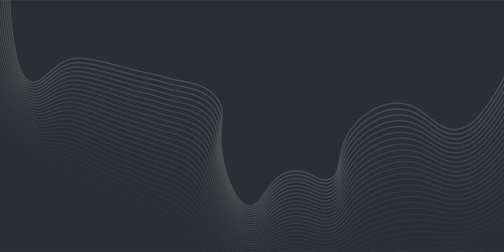 Dark gray background with wavy line patterns. The background is sleek and modern, featuring a smooth gray texture with dynamic gray curves. Minimal abstract wavy gradient vector background