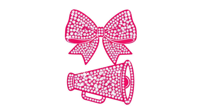 Sparkling Pink Bow and Megaphone Icon - Glamorous Cheerleading and Celebration Symbol