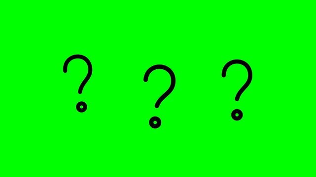 Hollow Question Marks Green Screen Overlay - Floating Outline Question Symbols, Chroma Key Motion Graphics for Quiz and Doubt Scenes