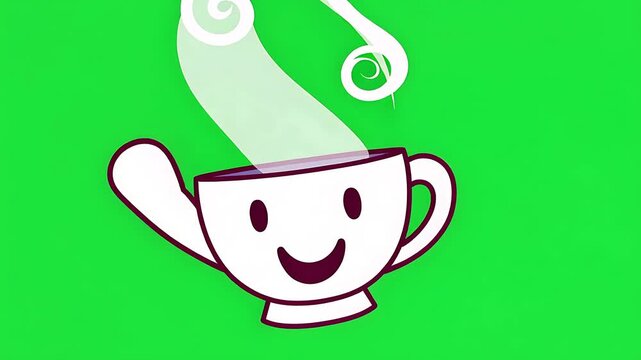 Smiling Tea Cup Cartoon Character