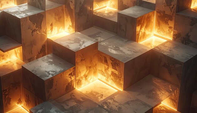 Glowing blocks of stone structure.