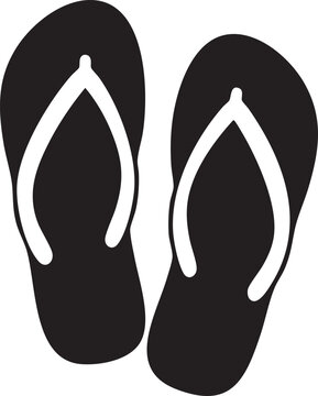 Black flip flops, flipflops, sandals, footwear icons, vector sandals