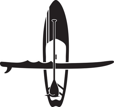 Paddleboard, SUP, vector icon, black silhouette, water sports