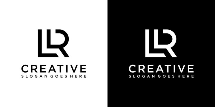 LR or RL initial letter logo design vector