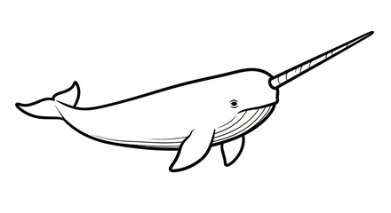 Whimsical Narwhal Illustration - Arctic Marine Mammal with Single Horn © Salak