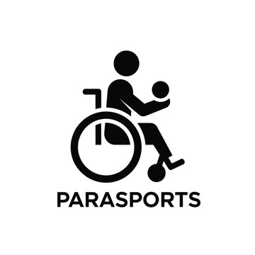 parasports logo with person in wheelchair and child black silhouette on white background high quality professional detailed modern elegant stylish