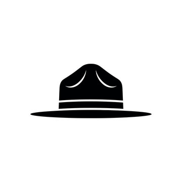 Drill Sergeant Hat Icon Silhouette.