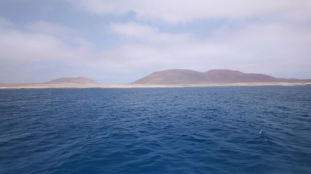 Sailing towards La Graciosa island in the Atlantic ocean