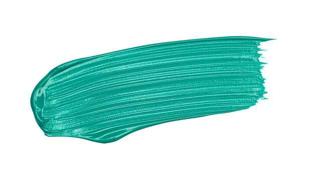 textured abstract aqua green color paint stroke isolated on transparent background, png