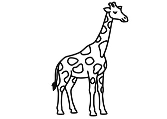 Fototapeta premium A giraffe stands alone in a savannah landscape illustration.