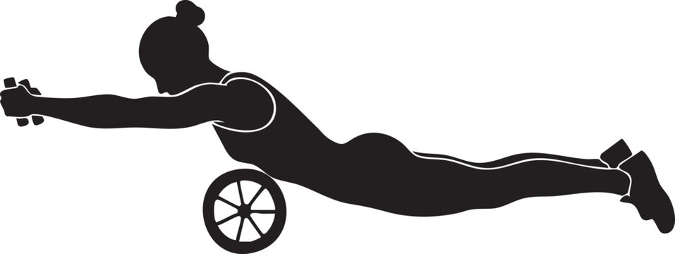 Paralympic athlete, wheelchair racing, sports icon, black silhouette, athletic vector