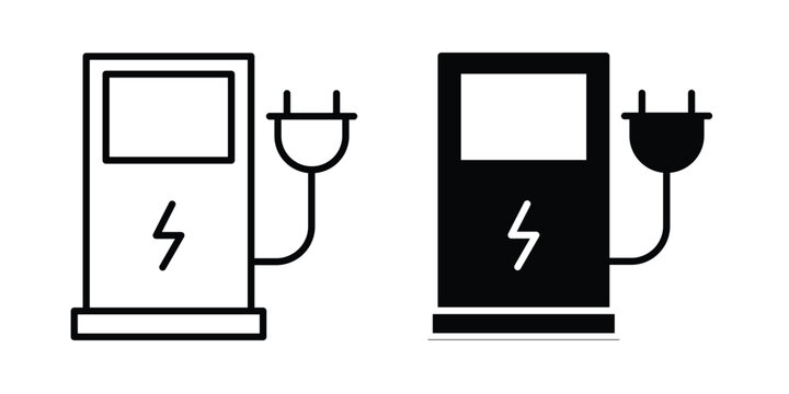 Charging station icon vector concept set